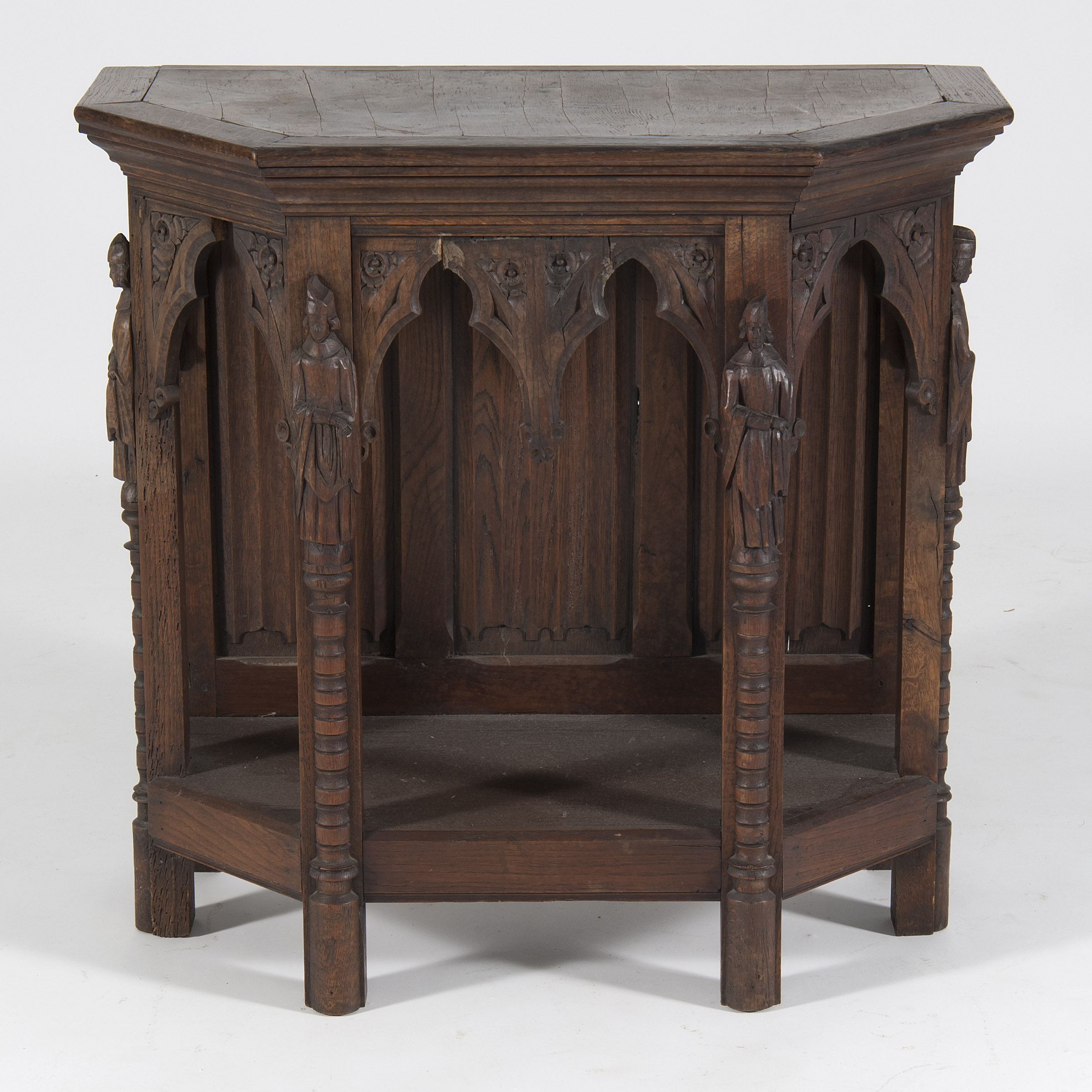 Appraisal: GOTHIC REVIVAL CARVED OAK PIER TABLE Late th Early th