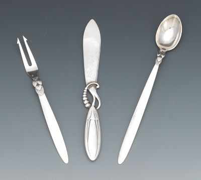 Appraisal: A Georg Jensen Sterling Silver Olive Spoon Cocktail Fork and