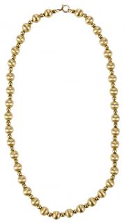 Appraisal: kt Gold Bead Necklace matte finished mm beads polished mm