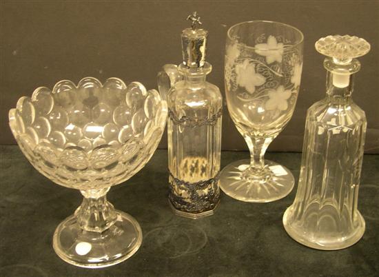 Appraisal: Four pieces of th C colorless glass consisting of a