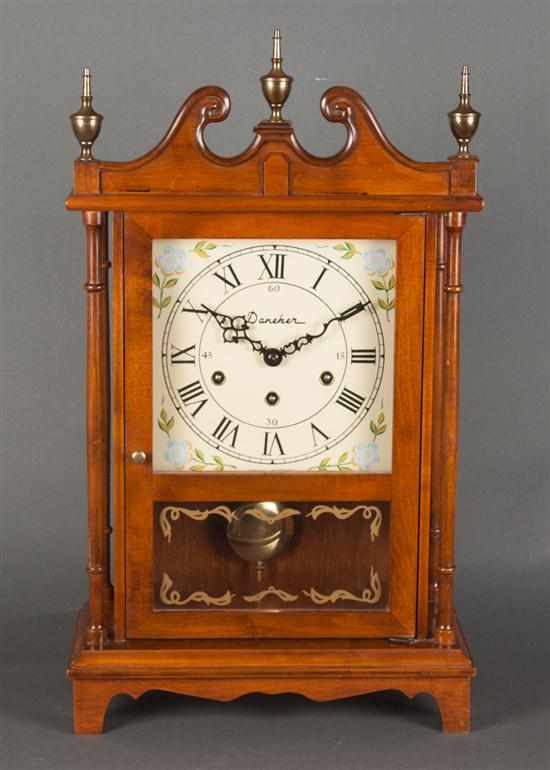 Appraisal: Daneker cherrywood mantel clock in the Terry manner painted sheet