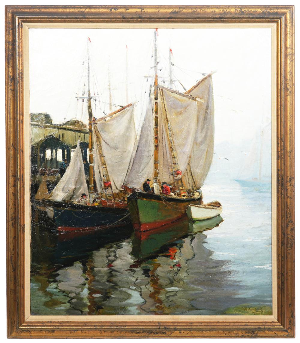 Appraisal: ANTHONY THIEME 'MACKEREL FLEET' OIL PAINTINGAnthony Thieme Netherlands - 'Mackerel