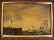 Appraisal: An oil on board depicting a seascape signed M R