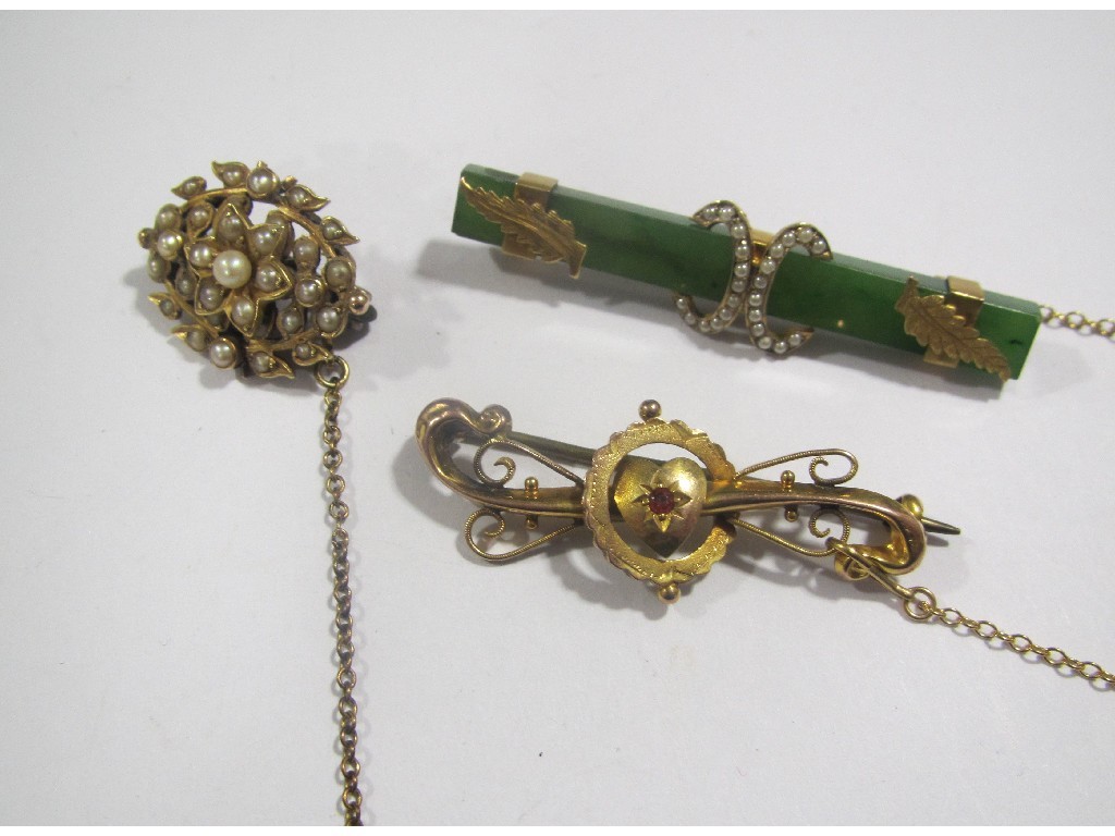 Appraisal: Lot comprising three Edwardian pieces to include seed pearl set