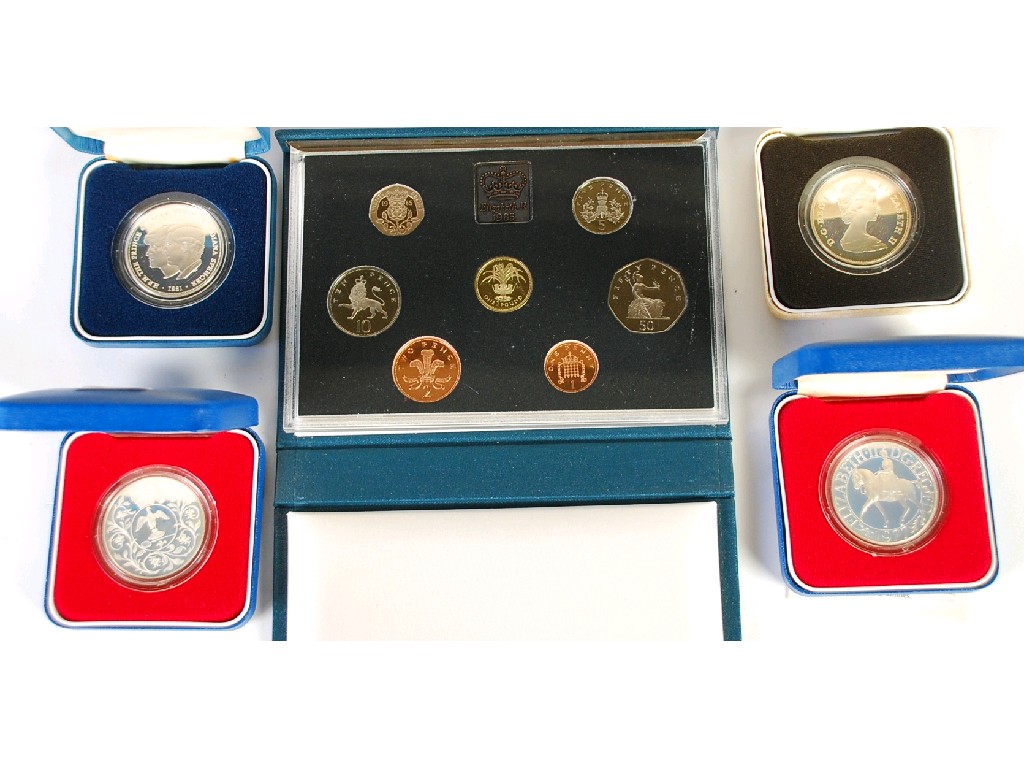 Appraisal: TWO QUEEN ELIZABETH II SILVER PROOF CROWN COINS each boxed