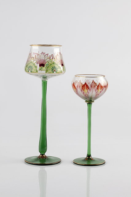 Appraisal: Meyr's Neffe attributed to Two Art Nouveau enamelled drinking glasses