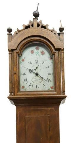 Appraisal: American grain painted tall case clock signed A Edwards Abraham