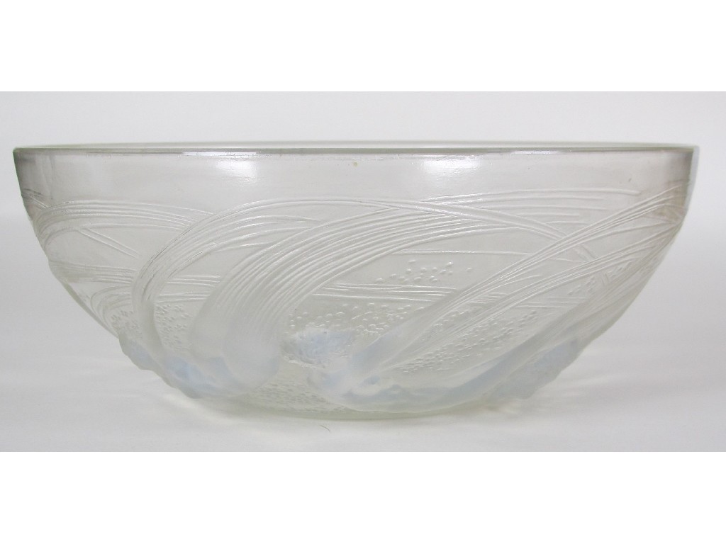 Appraisal: A Rene Lalique opalescent glass bowl moulded with Ondines pattern