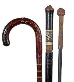 Appraisal: Three Weapon Canes- Ca - - This group consists of