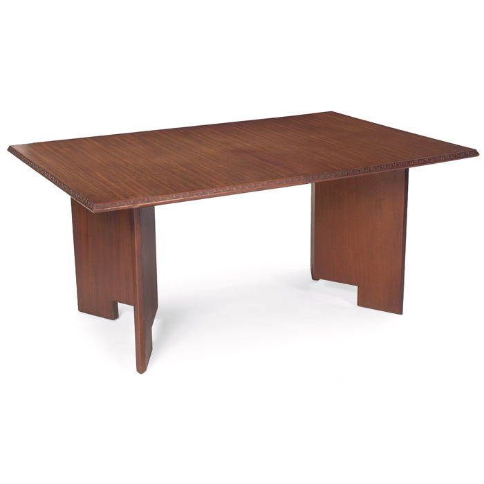 Appraisal: Frank Lloyd Wright dining table manufactured by HeritageHenredon rectangular top