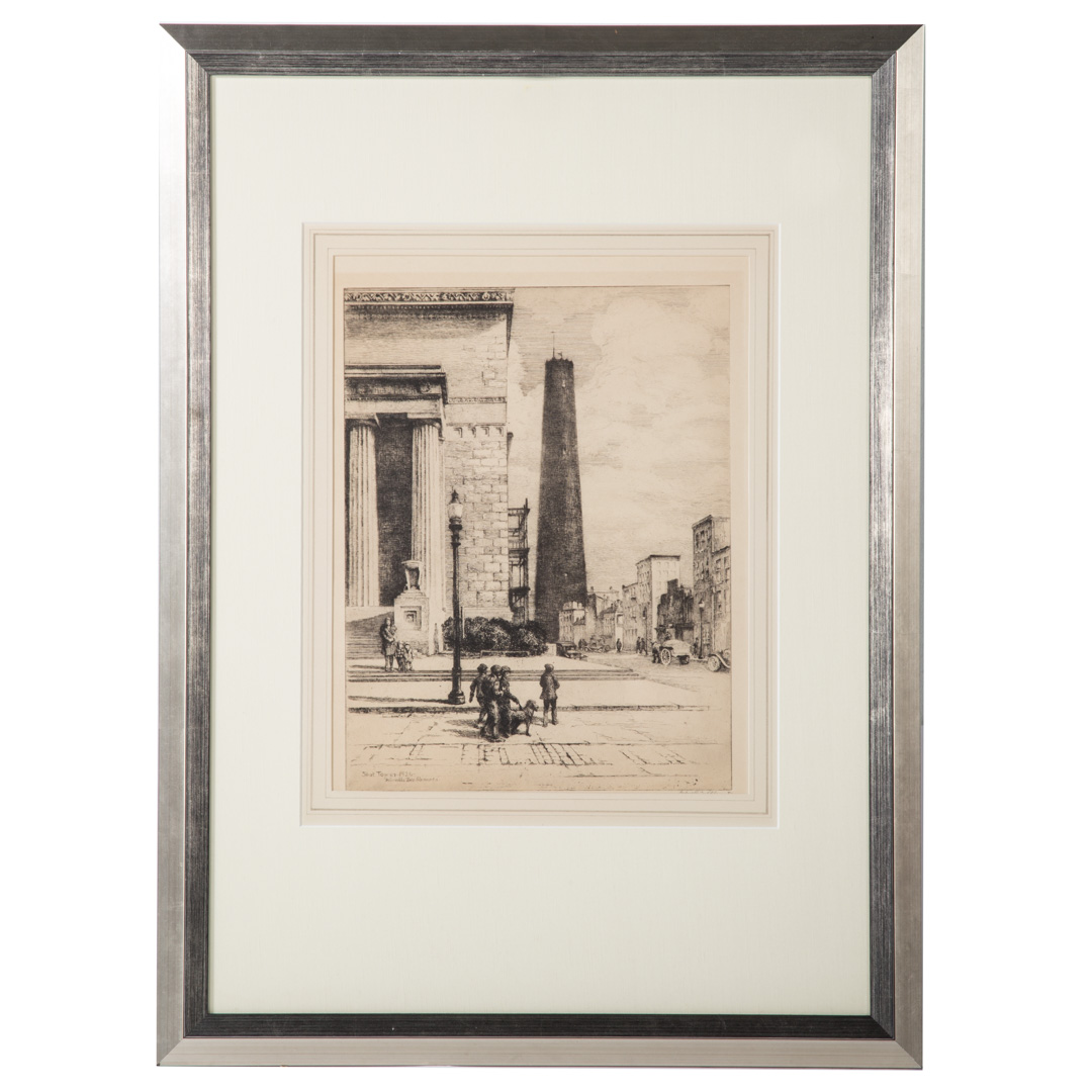 Appraisal: Gabrielle Clements The Shot Tower etching Signed lr x in