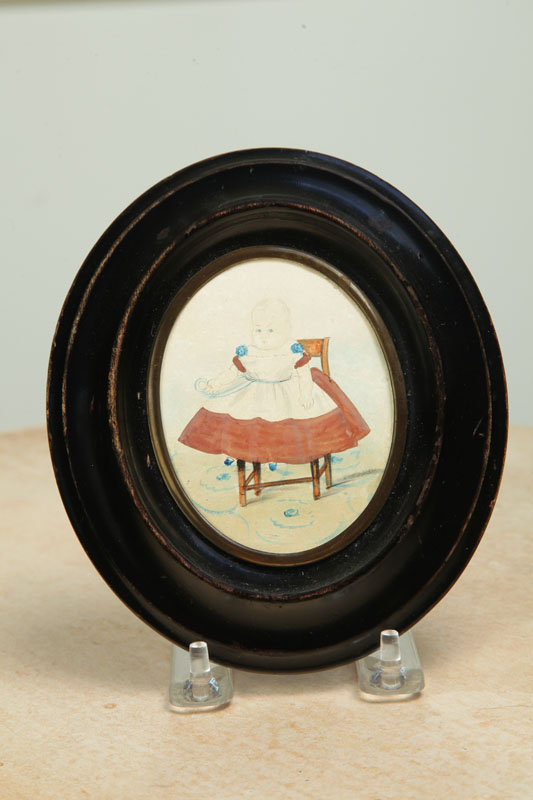 Appraisal: MINIATURE PORTRAIT OF A BABY American mid th century watercolor