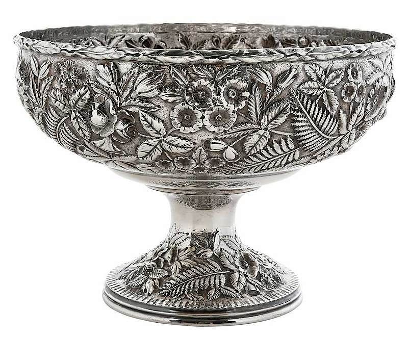 Appraisal: Kirk Sterling Footed Center Bowl Maryland - floral and fern