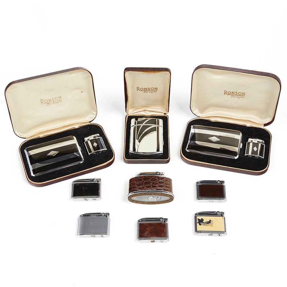 Appraisal: Grp Ronson Lighters and Cigarette Cases Adonis Senator Ronson United