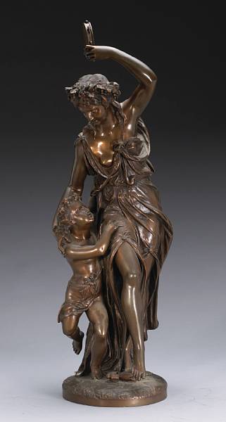 Appraisal: A patinated bronze bacchanalian group after Charles Geefs - Europe