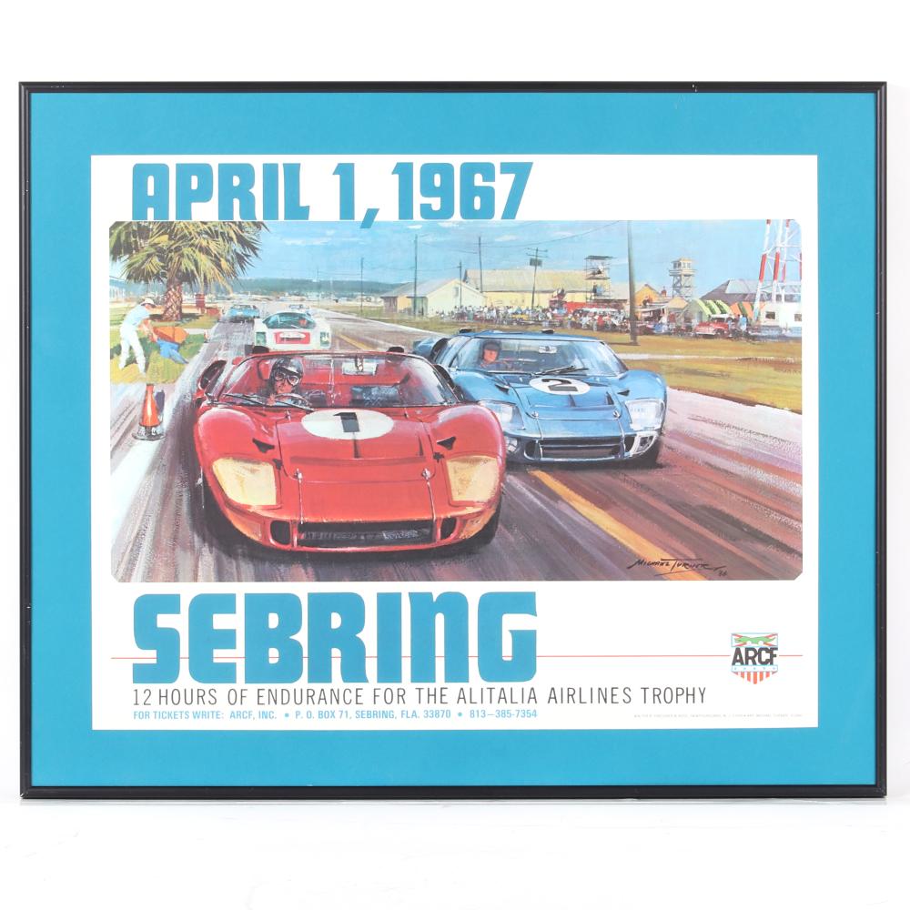 Appraisal: RARE SEBRING HOURS OF ENDURANCE FRAMED RACE POSTERRare Sebring Hours