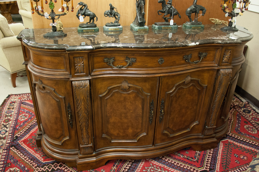 Appraisal: MARBLE-TOP CALAVERA CREDENZA made in China for Drexel Heritage Furnishings