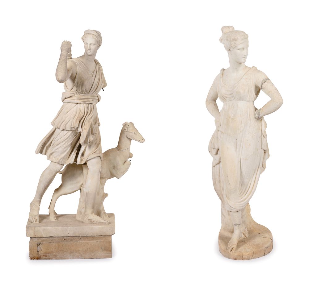 Appraisal: Two Grand Tour Marble Sculptures Two Grand Tour Marble Sculptures