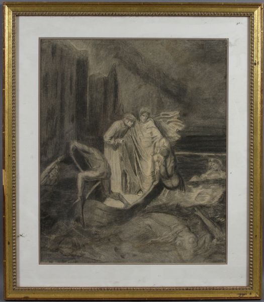 Appraisal: Charcoal drawing of Dante's Inferno unsigned x sight in frame