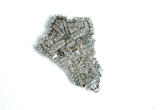 Appraisal: DIAMOND BROOCH Modified shield shape includes old mine old European