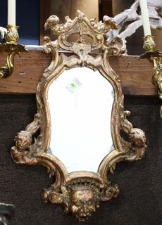 Appraisal: Italian Baroque style partial painted and gilt mirror Italian Baroque