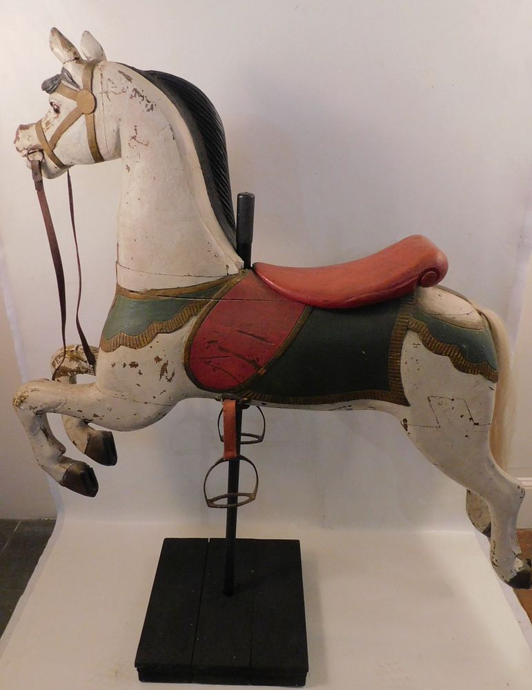 Appraisal: ANTIQUE CAROUSEL HORSE ATTR DARE th century carved and painted