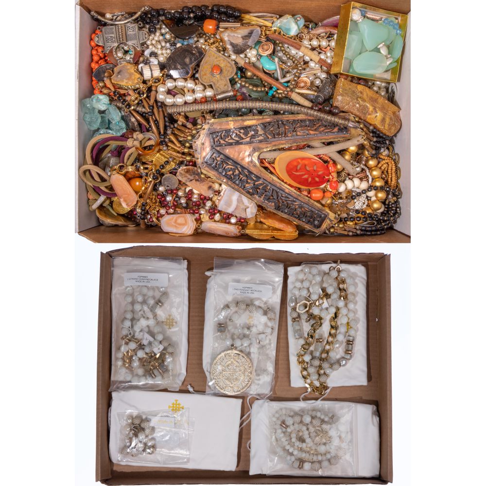 Appraisal: NATURAL COSTUME JEWELRY ASSORTMENTApproximately pounds of necklaces earrings pins and