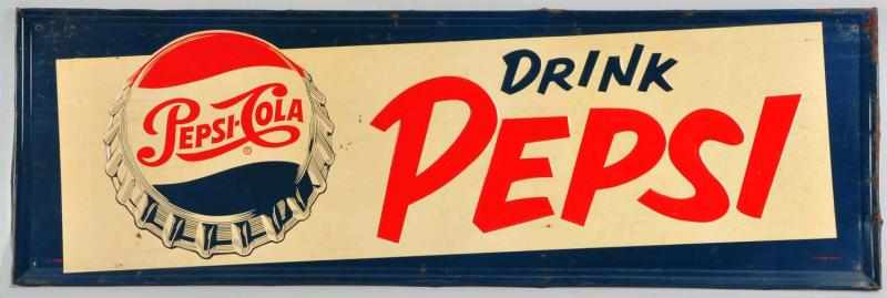 Appraisal: Embossed Tin Pepsi-Cola Sign Description Some mild staining medium scratches