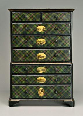 Appraisal: Rare tartanware miniature high chest top and bottom sections with