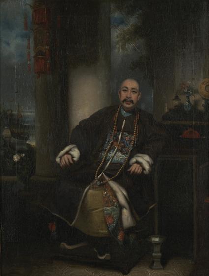 Appraisal: LAMQUA Guan Qiaochang A portrait of a Hong merchant identified