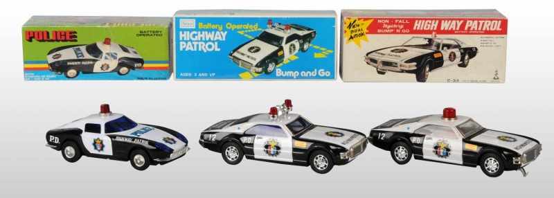 Appraisal: Lot of Tin Highway Patrol Battery-Op Toys Description Japanese Working