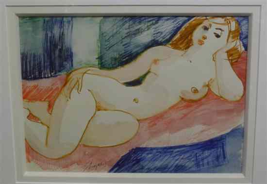 Appraisal: Sidney d'Horne Shepherd - ink and wash Reclining nude signed