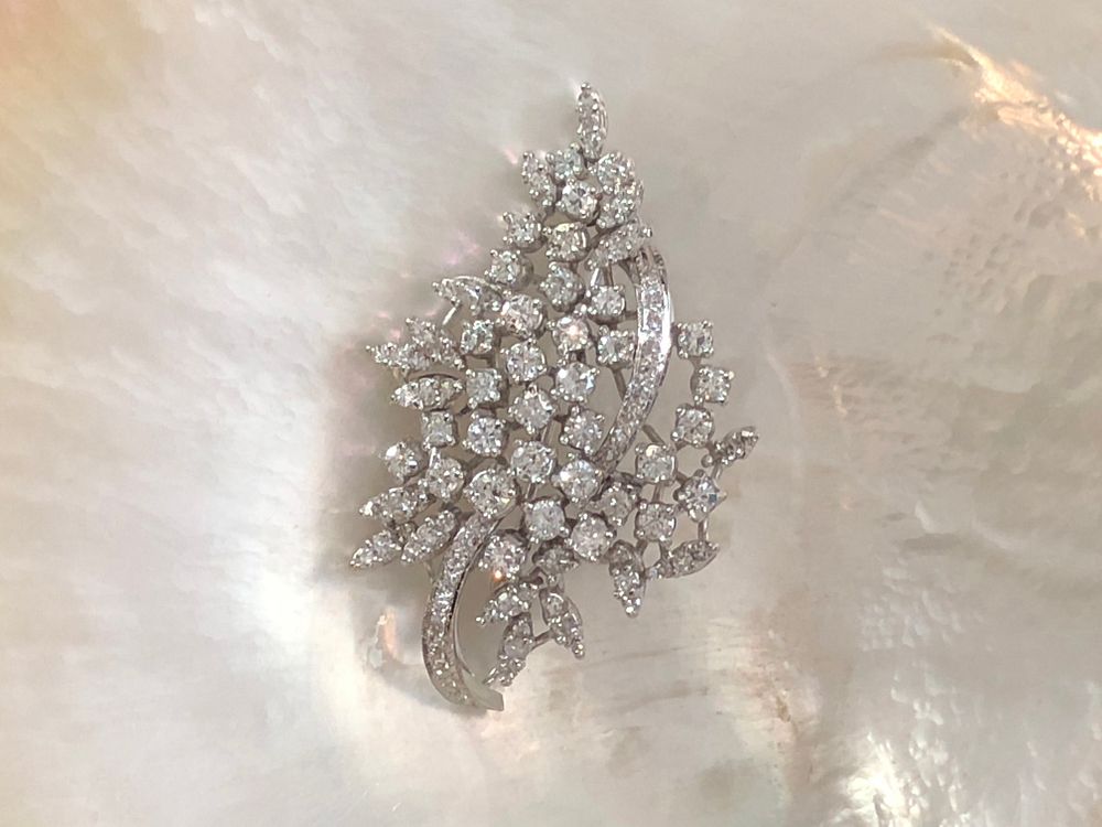 Appraisal: Ladies Vintage Diamond Spray Brooch Ladies Vintage Diamond Spray Brooch