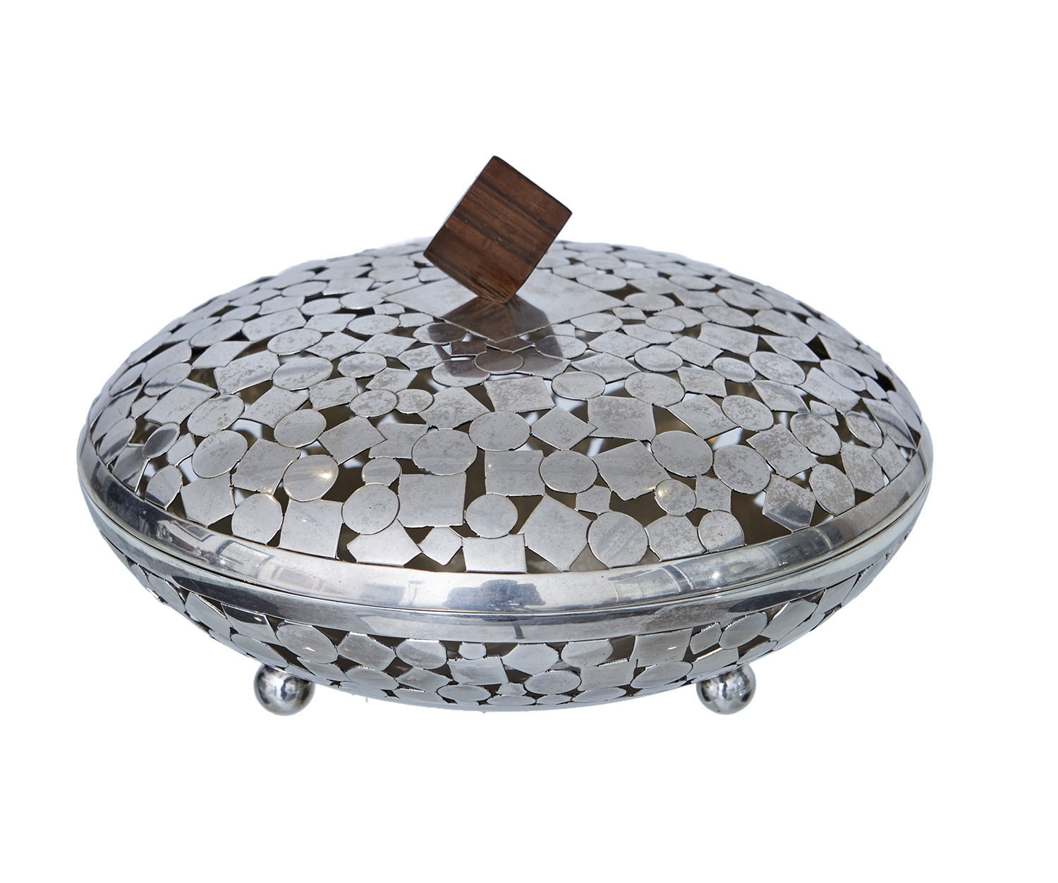 Appraisal: AN INTERESTING ITALIAN ART DECO SILVER PIERCED DISH AND COVER