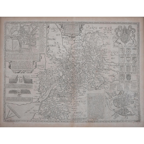 Appraisal: John Speed - Gloucestershire double page engraved map English text