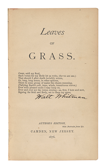 Appraisal: WHITMAN WALT Leaves of Grass Author's Edition Two portrait plates