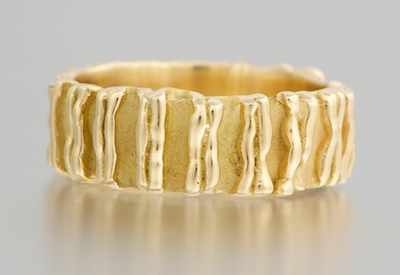 Appraisal: A Textured k Gold Band k yellow gold band with