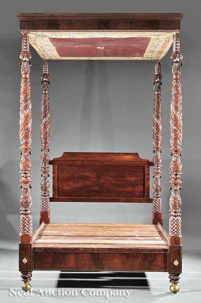 Appraisal: An American Classical Mahogany Tester Bedstead c New Orleans canted