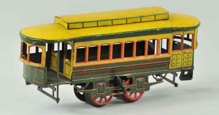 Appraisal: BING STREET TROLLEY Germany ''O'' gauge trolley done in lithographed