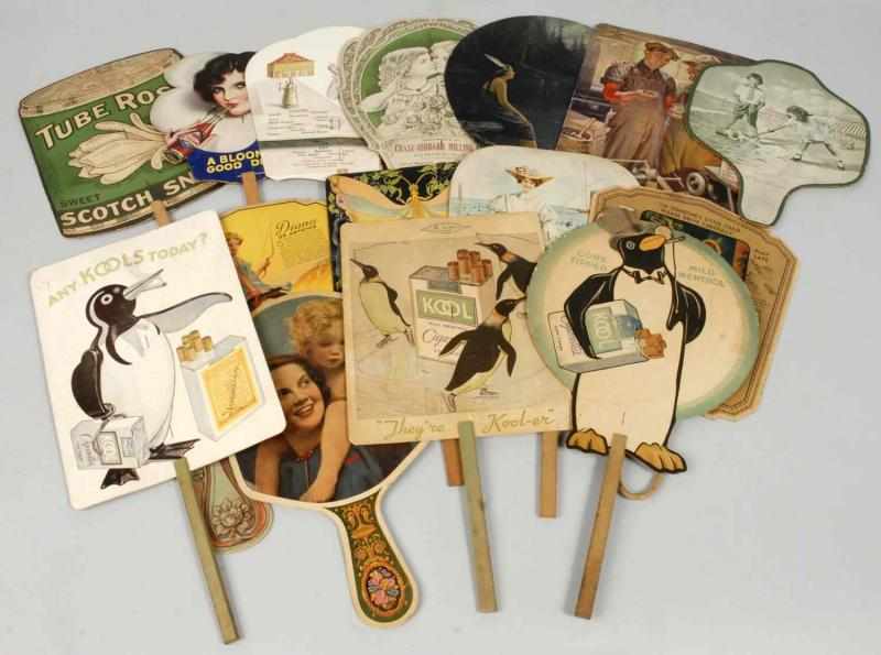 Appraisal: Collection of Early Fans Description Beautiful assortment of advertising fans