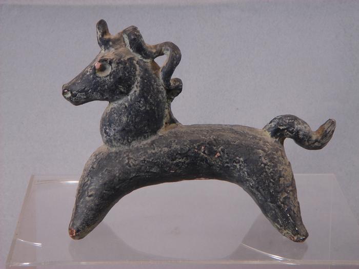 Appraisal: Black glazed pottery horse figure probably South American l h