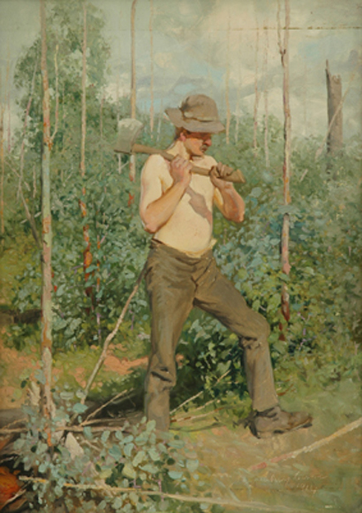 Appraisal: Percy Leason - The Woodcutter oil on board signed and