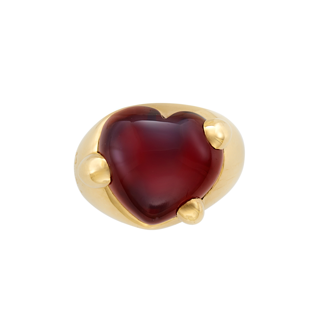 Appraisal: Gold and Cabochon Garnet Ring Pomellato kt one heart-shaped cabochon