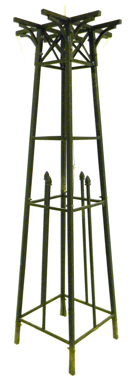 Appraisal: Modern iron obelisk garden trellis stylized acorn design some rust