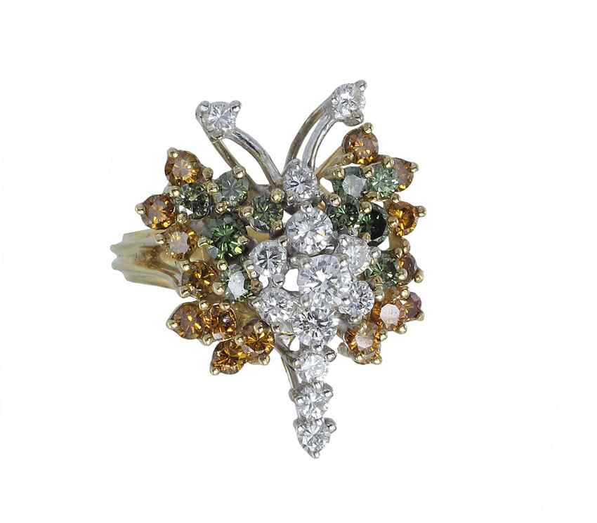 Appraisal: COLOR DIAMOND BUTTERFLY RING K yellow gold ring in the