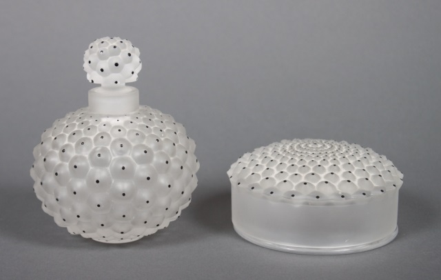 Appraisal: Lalique crystal Cactus scent bottle and powder box each piece