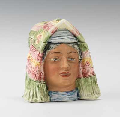 Appraisal: Mid-Eastern Figural Head of a Woman Tobacco Jar Porcelain head