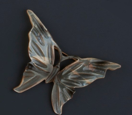 Appraisal: Georges Pierre French fl - Art Nouveau horn butterfly brooch