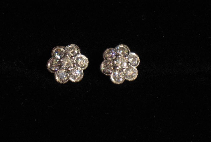 Appraisal: A PAIR OF CT WHITE GOLD AND DIAMOND EAR STUDS