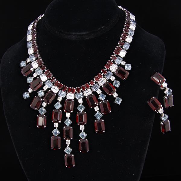 Appraisal: Stunning Schreiner New York Jeweled Ruby Red and Aqua Crystal